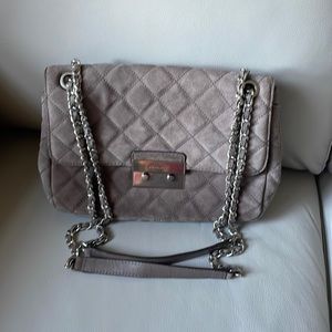 Michael Kors Sloan Taupe LG Guilted Suede Chain Shoulder Bag